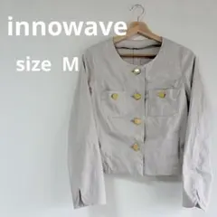 【innowave】ショートジャケット　ノーカラー　ベージュ　M フリルのサムネイル