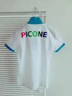 【PICONE CLUB】半袖シャツ　ポロシャツ　ホワイト×ブルー　ゴルフ　1のサムネイル
