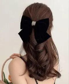 ベロア製リボンヘアピン
