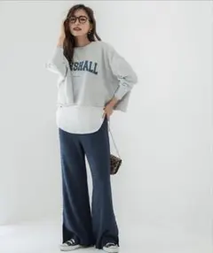 スラックス ワイドパンツ