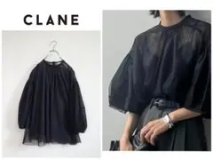 CLANE シアー タートル バルーン スリーブ トップス ブラックのサムネイル