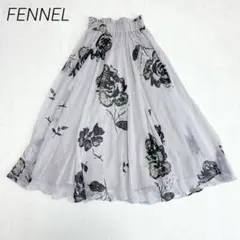 フェンネル　フラワープリントシフォンフレアスカート　グレー　M 花柄　きれいめのサムネイル