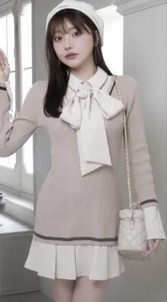 Lip service シャツドッキングプリーツワンピース