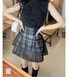 GRL インパン付き チェック柄フレアミニスカート