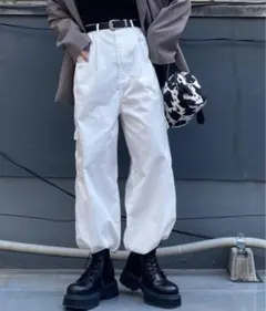 WEGO ハイウエストカーゴポケットパンツ