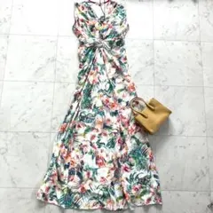 極美品☆エミリアウィズ 幾何学柄シャツワンピース ヘムライン とろみ