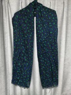 ネイビー グリーン ヒョウ柄 ストール