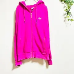 adidas アディダス【L】トレフォイフーテッドパーカー ジップアップ 裏起毛