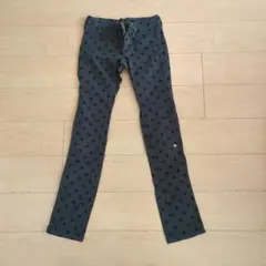 ダークグレー ドット柄 スキニーパンツ S