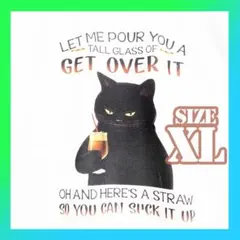 【人気】　猫　プリント　Tシャツ　カットソー　猫Tシャツ　XL　ホワイト　白T