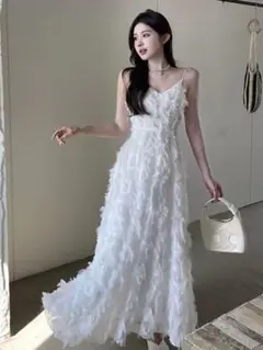 【残りわずか】フェザードレス ウェディング S ホワイト 発表会 パーティー