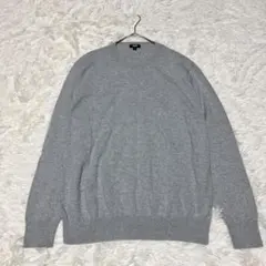 UNIQLO ◇長袖 クルーネックニット 薄手 無地 シンプル（M）グレー