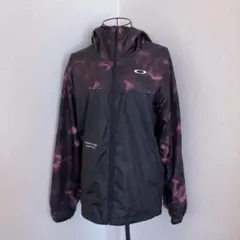 OAKLEY タイダイ柄 ウィンドブレーカー L 黒 起毛トリコット防水 メンズ