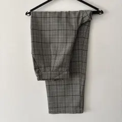 グレー系チェック テーパードスラックス