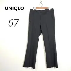 c7033【ユニクロ】スラックス L グレー ストレッチ ウール オフィス