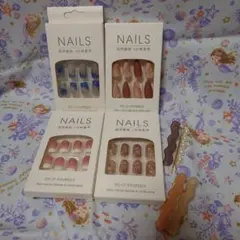 ネイルチップ4パック＆ヘアピン4本セット