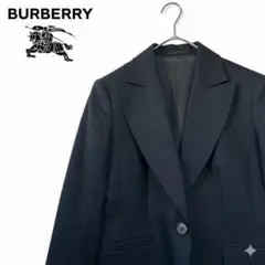 【匿名配送】バーバリー テーラードジャケット ウール 黒 ノバストライプ 40