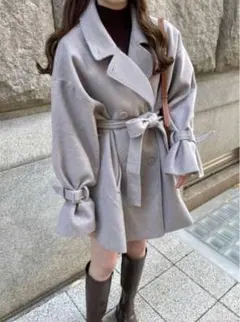 [GRL]袖2Wayリボンベルト付きショート丈コート