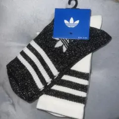 adidas ラメソックス2足組 ブラック/ホワイト　新品　未開封　Sサイズ