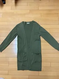 オリーブ色 Mサイズ ロングカーディガンのサムネイル