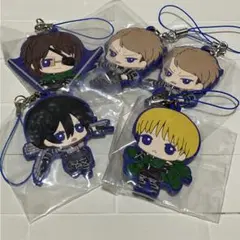 進撃の巨人 ミカサ アルミン ハンジ ジャン ラバスト ラバー ストラップ ５点