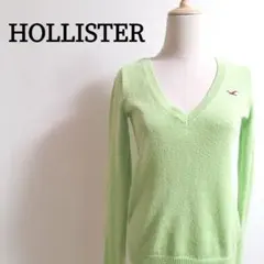 HOLLISTER ニットセーター ライムグリーン S 古着 Vネック 洗える