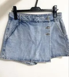 【ZARA】デニム ラップスタイル ミニスカート ライトブルー