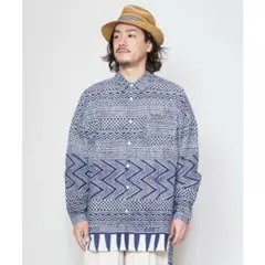 yul ブロックプリント　オーバーサイスシャツ☆アミナコレクション　チャイハネ