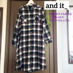 チェックロングシャツワンピ