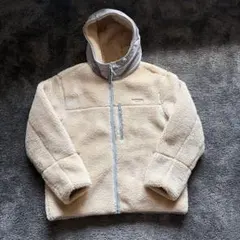 GUESS フリースジャケット フード付き リバーシブル クリーム色