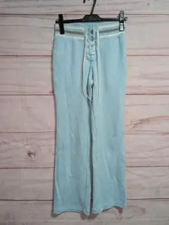 アディダス 水色 レースアップ スウェットパンツ S