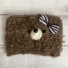 くまさんポーチ ハンドメイド かぎ針編み　巾着　ポーチ　手編み