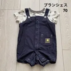 【branshes】カバーオール デニム ドット柄