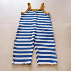 青と白のストライプオーバーオール 100