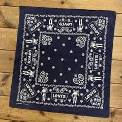 ★ 70s ブラック ヴィンテージ リーバイス サドルマン バンダナ 美品 耳付 ☆ 70s ブラック ヴィンテージ リーバイス サドルマン バンダナ