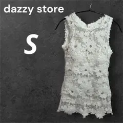 dazzystore 白 S 総レースウエスト見せ タイトミニドレス キャバクラ