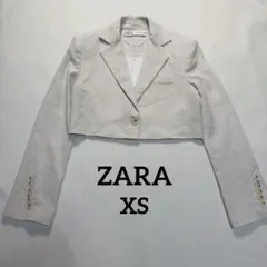 ZARA クロップド丈 テーラードジャケット ピンストライプ柄 XS ベージュ