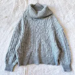 ページボーイ　長袖　リブニット　ハイネック　セーター　ウール混　ゆったり大きめ