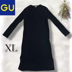 美品 GU ジーユー リブ編みロング ワンピース　森ガール　姫系　フェミニン
