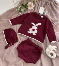 新品 高品質 3点セットポンポン ニット トップス パンツ フード クリスマス