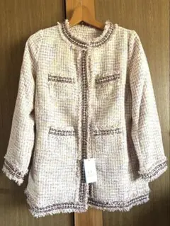 新品◆RITSUKO SHIRAHAMA ノーカラーツイードジャケット ロング
