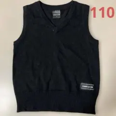 110cm COMME CA ISM ブラック Vネックベスト ニット コムサ