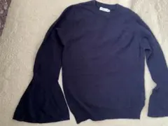 ネイビー フレアスリーブ ニットセーター