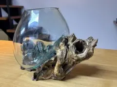 ドリフトウッドガラス 花瓶 フラワーベース 流木 オブジェガラス 一点