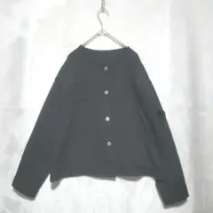ノーカラー ジャケット M ブラック ポケットあり