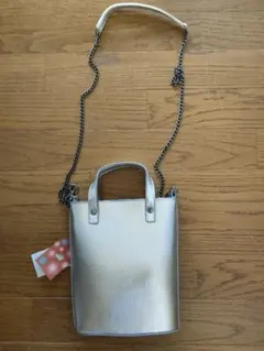 ミニショルダーバッグ　シルバー　2way　チェーンバッグ