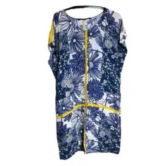 ZARA BASIC 花柄 ワンピース M ブルー イエロー 総柄