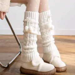 ポンポン付き ハイソックス レッグウォーマー セット shein