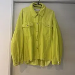 ZARA コーデュロイシャツジャケット ライムグリーン