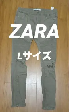 ZARA MAN バイカーパンツ ダメージ加工 カーキ(Lサイズ)のサムネイル